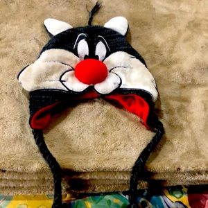 Cartoon winter hat… slights wore